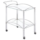  Coaster Furniture Shadix 910077 2-tier Rectangular Glass Shelf Metal Bar Cart - Chrome IMAGE 1