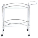  Coaster Furniture Shadix 910077 2-tier Rectangular Glass Shelf Metal Bar Cart - Chrome IMAGE 4