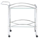  Coaster Furniture Shadix 910077 2-tier Rectangular Glass Shelf Metal Bar Cart - Chrome IMAGE 6