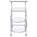  Coaster Furniture Sarandon 910076 3-tier Glass Shelf Metal Bar Cart - Chrome IMAGE 2