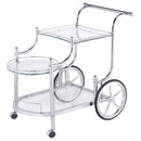  Coaster Furniture Sarandon 910076 3-tier Glass Shelf Metal Bar Cart - Chrome IMAGE 3