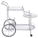  Coaster Furniture Sarandon 910076 3-tier Glass Shelf Metal Bar Cart - Chrome IMAGE 6