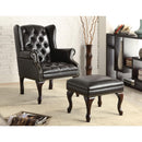  Coaster Furniture Roberts 900262 Upholstered Wingback Chair and Ottoman Set - Black IMAGE 3