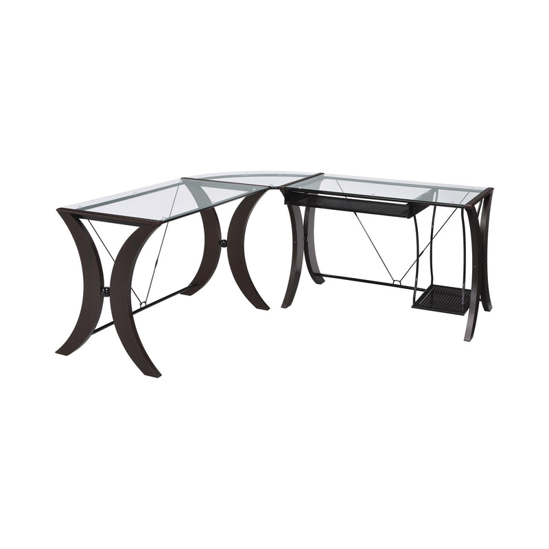  Coaster Furniture Monterey 800446 67-inch Glass Top L-Shape Computer Desk - Cappuccino IMAGE 3