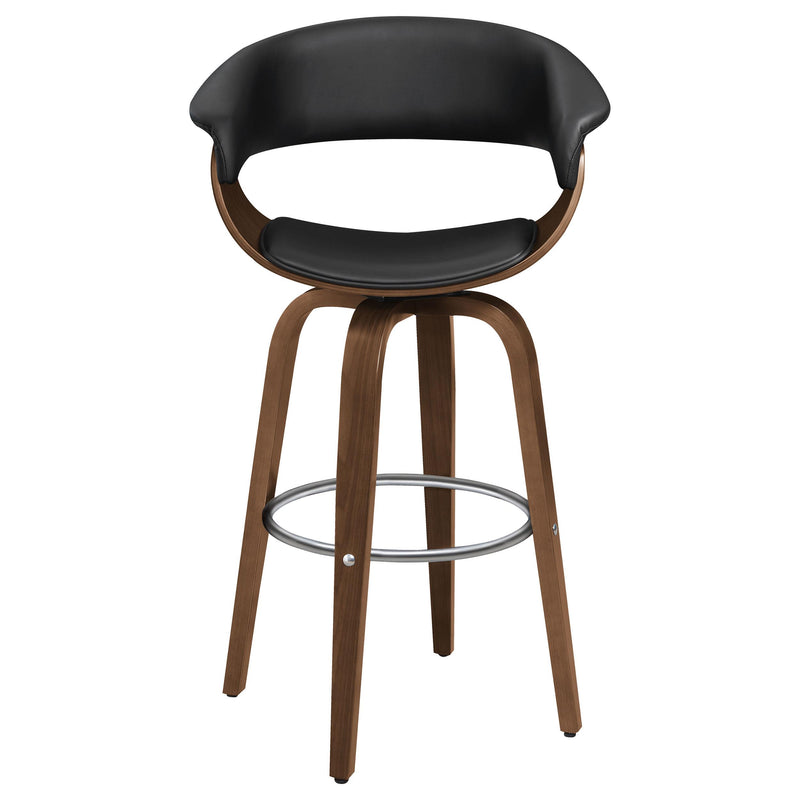  Coaster Furniture Zion 100205 Upholstered Swivel Bar Stool - Walnut and Black IMAGE 2