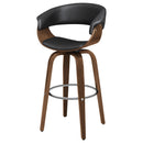  Coaster Furniture Zion 100205 Upholstered Swivel Bar Stool - Walnut and Black IMAGE 3