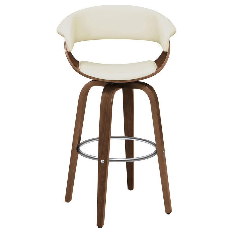  Coaster Furniture Zion 100206 Upholstered Swivel Bar Stool - Walnut and Ecru IMAGE 2