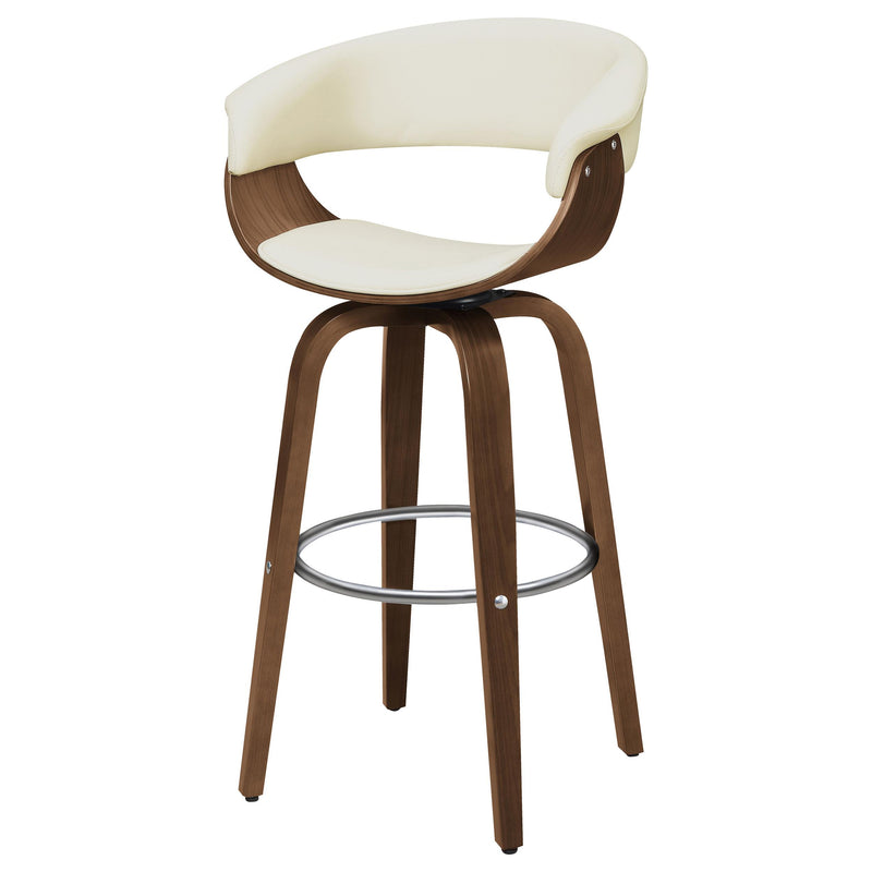  Coaster Furniture Zion 100206 Upholstered Swivel Bar Stool - Walnut and Ecru IMAGE 3