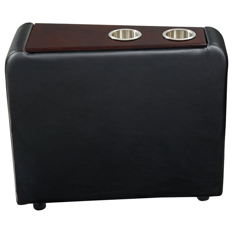  Coaster Furniture Toohey 600182 Upholstered Home Theater Storage Wedge Console - Black IMAGE 2
