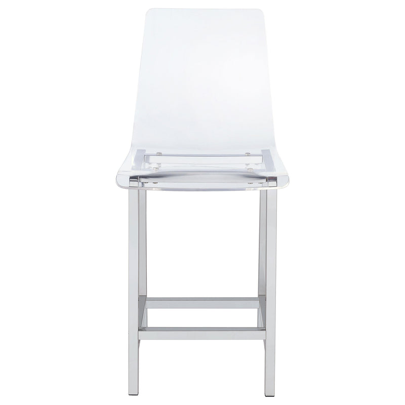  Coaster Furniture Juelia 100265 Clear Acrylic Counter Chair - Chrome (Set of 2) IMAGE 2