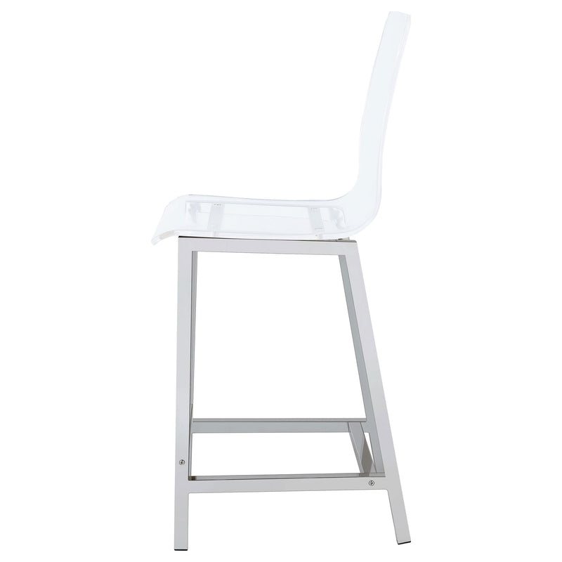  Coaster Furniture Juelia 100265 Clear Acrylic Counter Chair - Chrome (Set of 2) IMAGE 4