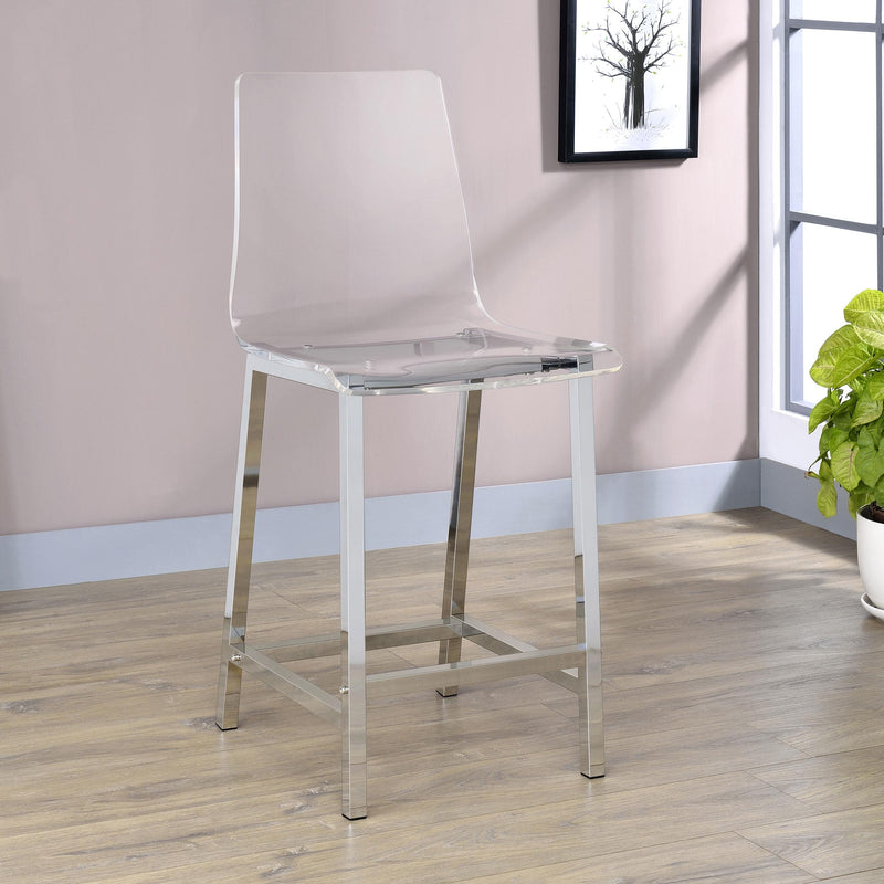  Coaster Furniture Juelia 100265 Clear Acrylic Counter Chair - Chrome (Set of 2) IMAGE 9
