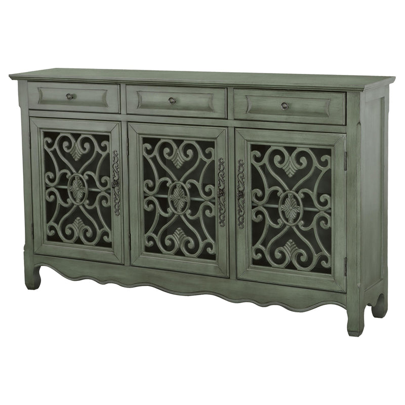  Coaster Furniture Madeline 950357 3-Drawer Scrollwork Accent Cabinet - Antique Green IMAGE 3