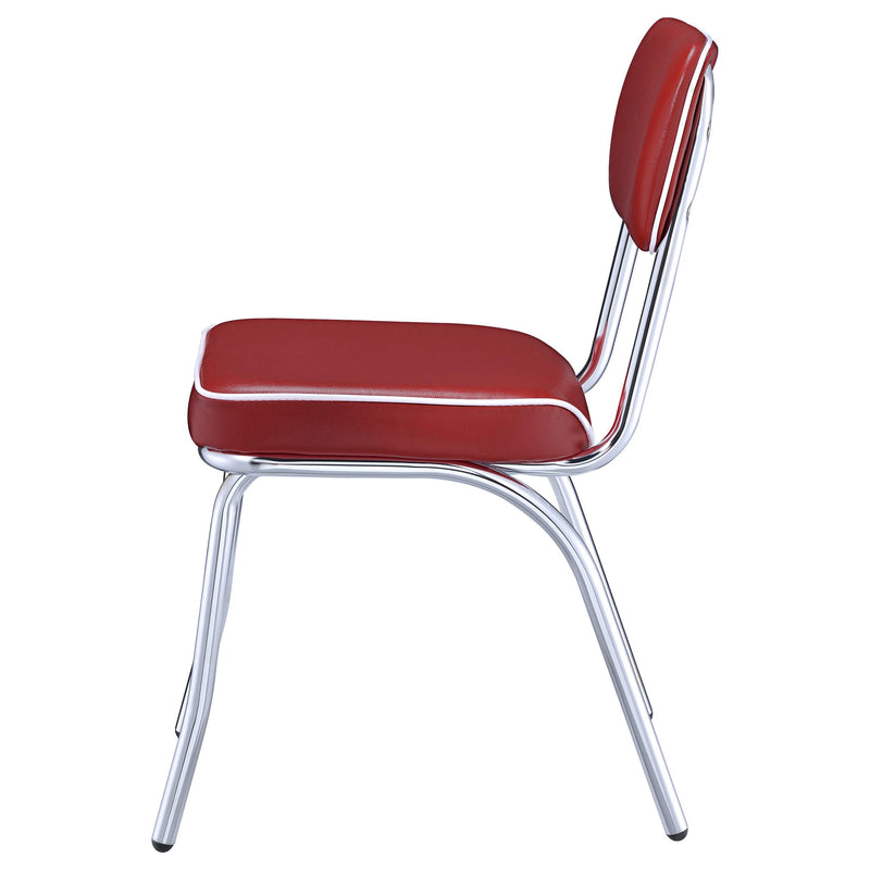 Coaster Furniture Retro 2450R Upholstered Dining Side Chair - Red (Set of 2) IMAGE 4