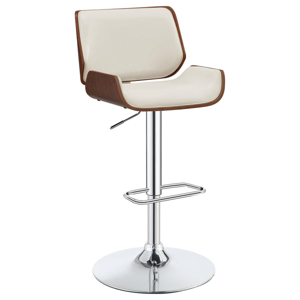  Coaster Furniture Folsom 130503 Upholstered Adjustable Bar Stool - Ecru and Chrome IMAGE 1