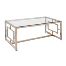  Coaster Furniture Merced 703738 Rectangular Glass Top Coffee Table - Nickel IMAGE 1