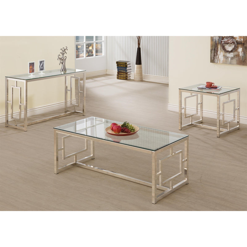  Coaster Furniture Merced 703739 Glass Top Metal Entryway Sofa Console Table - Nickel IMAGE 3