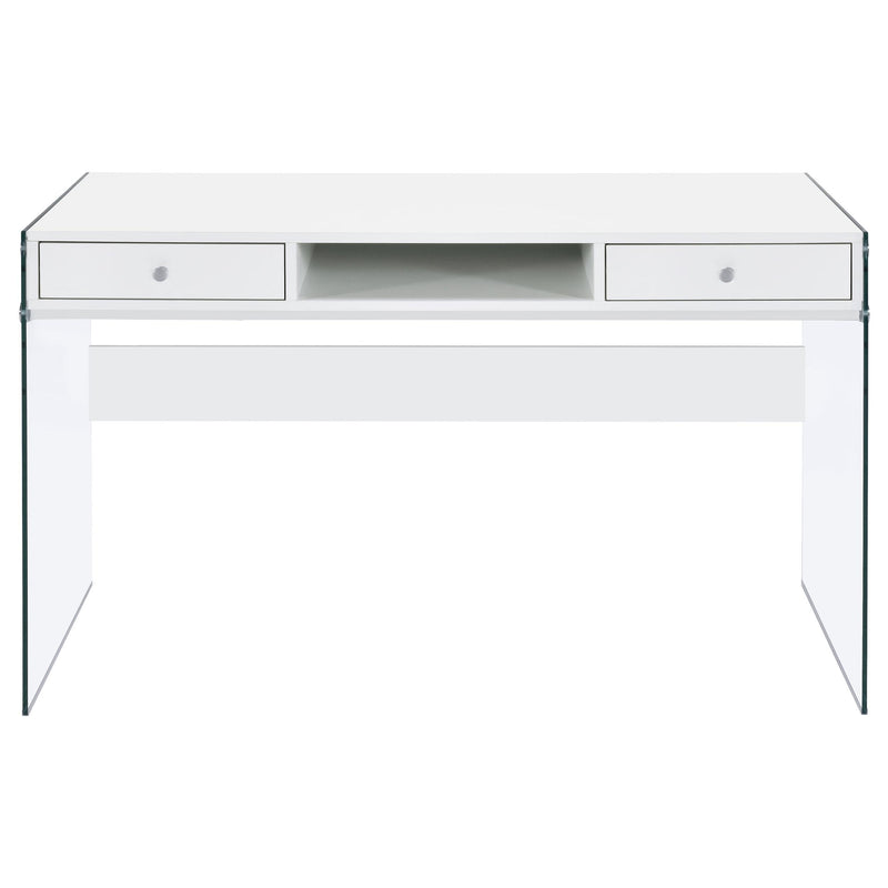  Coaster Furniture Dobrev 800829 48-inch 2-Drawer Writing Desk - White High Gloss IMAGE 3