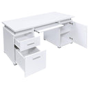  Coaster Furniture Tracy 800108 55-inch 2-Drawer Office Computer Desk - White IMAGE 2