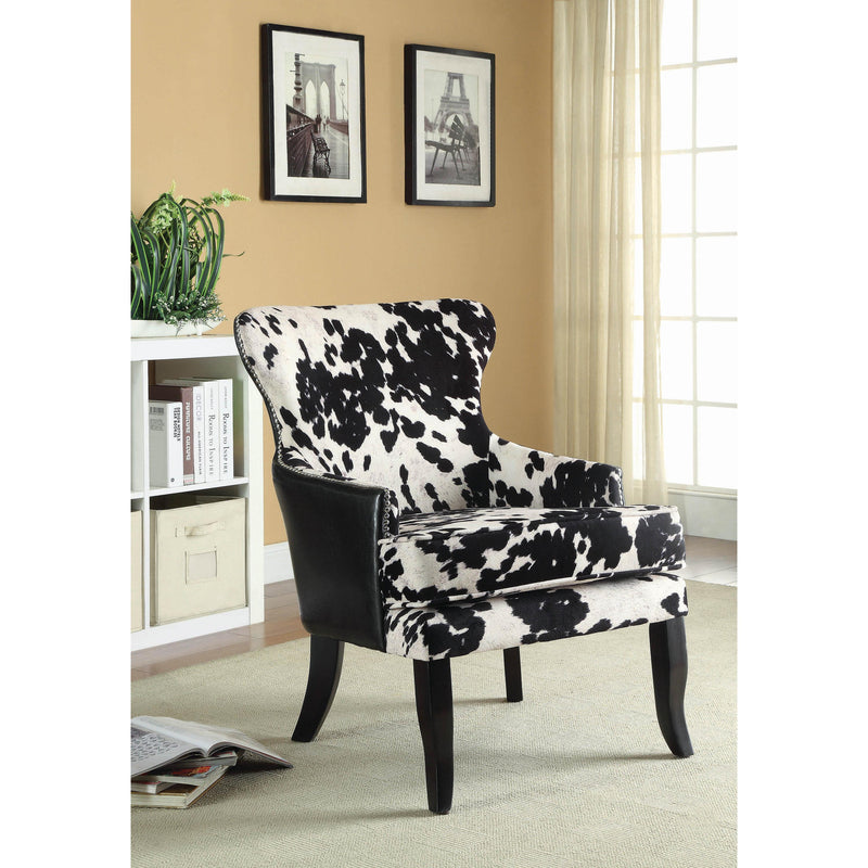  Coaster Furniture Trea 902169 Cowhide Print Upholstered Accent Chair - Black and White IMAGE 2