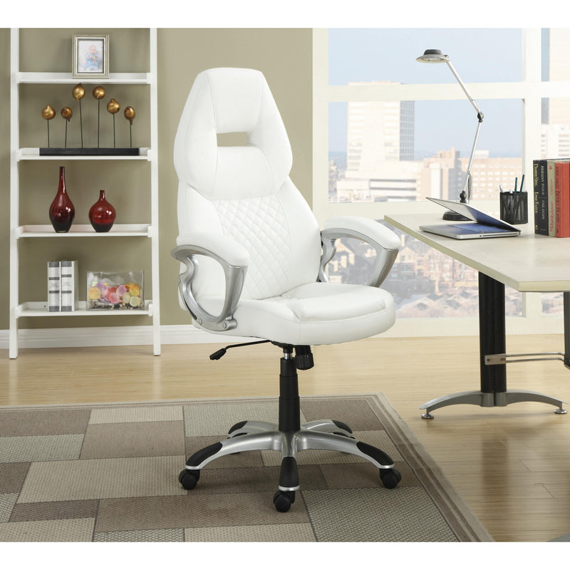  Coaster Furniture Bruce 800150 Upholstered Adjustable Home Office Desk Chair - White IMAGE 2