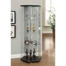  Coaster Furniture Zahavah 950276 4-shelf Hexagonal Clear Glass Curio Cabinet - Black IMAGE 2