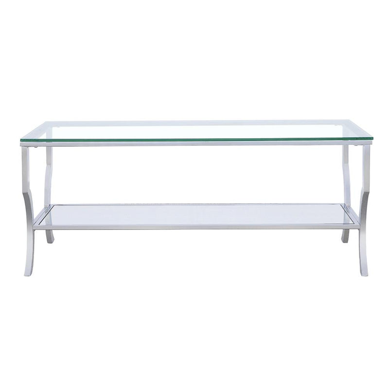  Coaster Furniture Saide 720338 Rectangular Glass Top Coffee Table - Chrome IMAGE 2