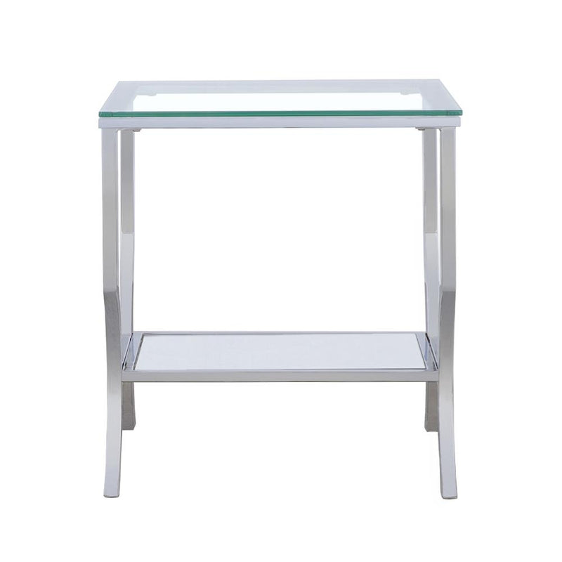  Coaster Furniture Saide 720337 Square Glass Top Side End Table - Chrome IMAGE 2