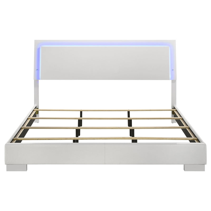  Coaster Furniture Felicity 203500KE Wood Eastern King LED Panel Bed - White High Gloss IMAGE 3