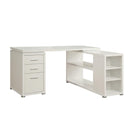  Coaster Furniture Yvette 800516 60-inch 3-Drawer L-Shape Computer Desk - White IMAGE 1