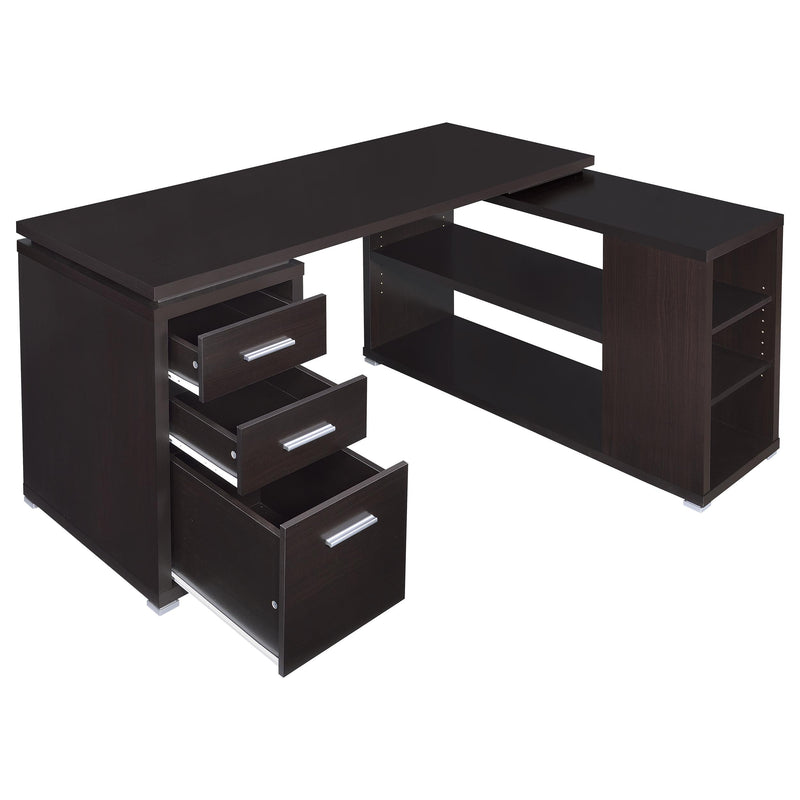  Coaster Furniture Yvette 800517 60-inch 3-Drawer L-Shape Computer Desk - Cappuccino IMAGE 2