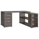  Coaster Furniture Yvette 800518 60-inch 3-Drawer L-Shape Computer Desk - Weathered Grey IMAGE 1