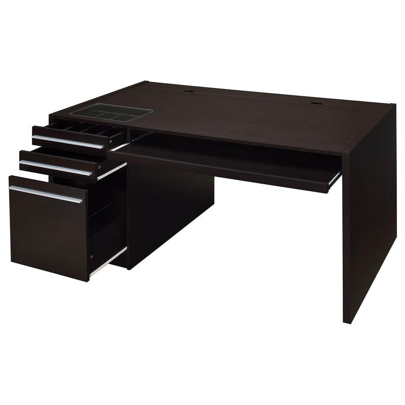  Coaster Furniture Halston 800982 60-inch 3-Drawer Office Computer Desk - Cappuccino IMAGE 2