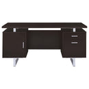  Coaster Furniture Lawtey 801521 60-inch 2-Drawer Office Computer Desk - Cappuccino IMAGE 3