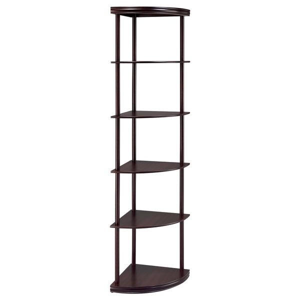  Coaster Furniture Bonwick 800279 72-inch 5-shelf Corner Bookshelf - Cappuccino IMAGE 1