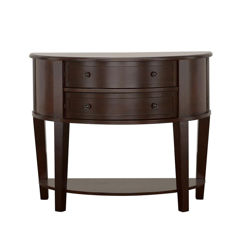 Coaster Furniture Diane 950156 2-Drawer Demilune Entryway Console Table - Cappuccino IMAGE 2