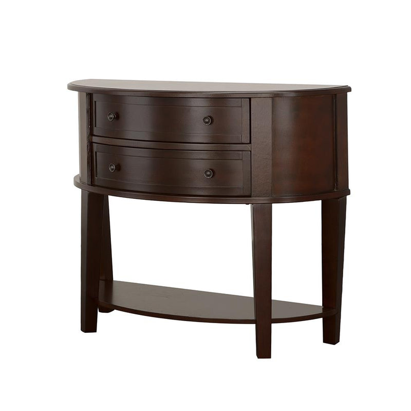  Coaster Furniture Diane 950156 2-Drawer Demilune Entryway Console Table - Cappuccino IMAGE 3