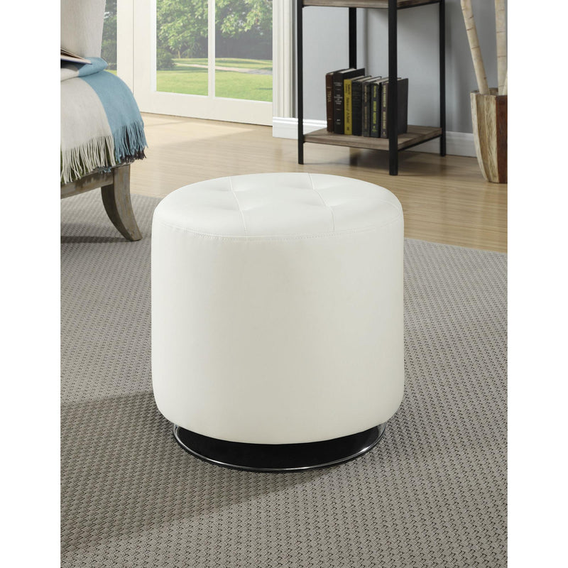  Coaster Furniture Bowman 500554 Round Upholstered Tufted Swivel Ottoman - White IMAGE 2