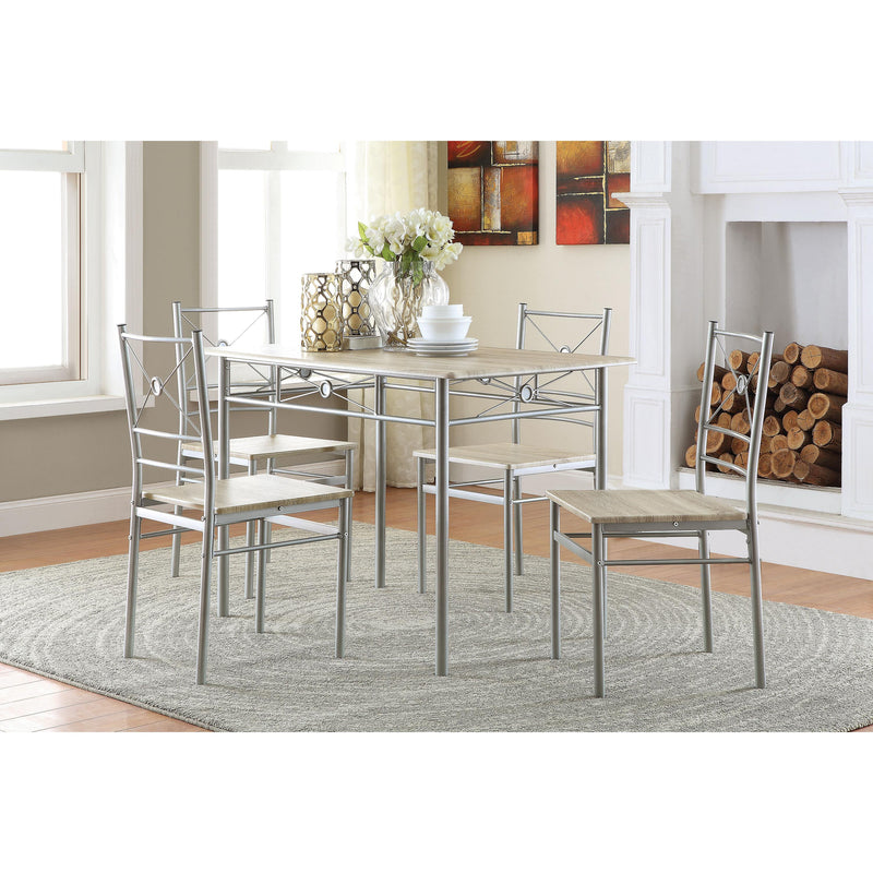  Coaster Furniture Anna 100035 5-piece Rectangular Dining Table Set - Silver IMAGE 2
