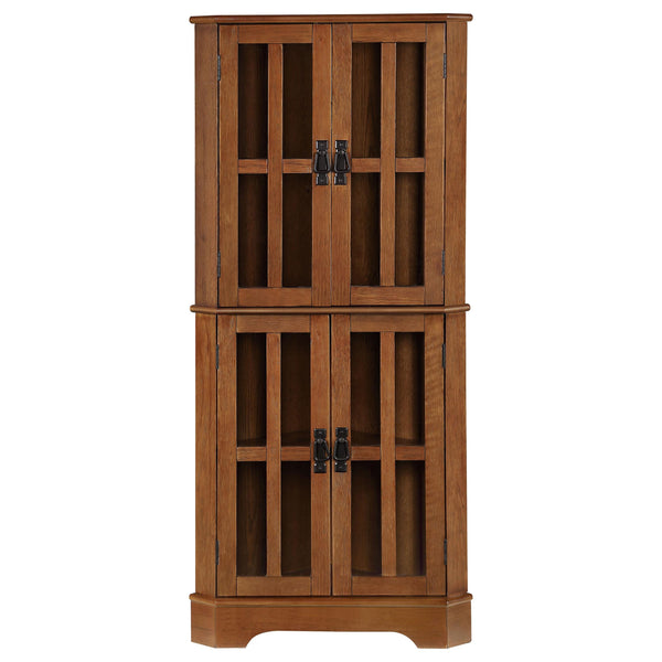  Coaster Furniture Coreosis 950185 4-door Wood Corner Curio Cabinet - Golden Brown IMAGE 2