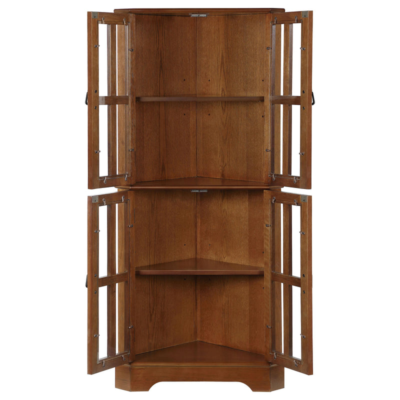  Coaster Furniture Coreosis 950185 4-door Wood Corner Curio Cabinet - Golden Brown IMAGE 3