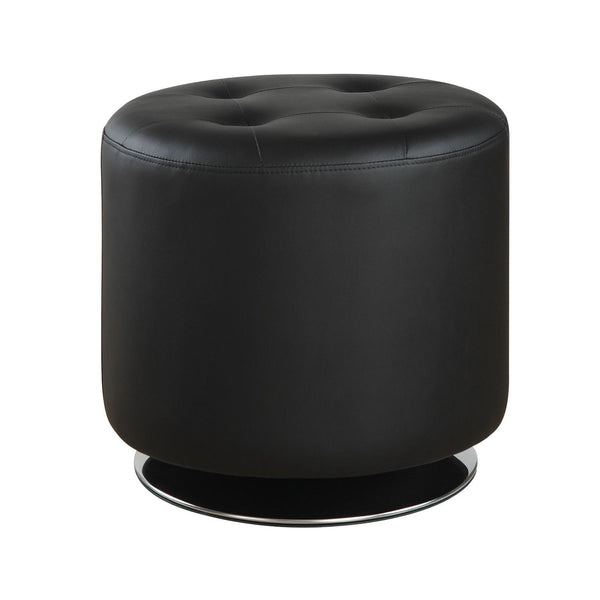  Coaster Furniture Bowman 500556 Round Upholstered Tufted Swivel Ottoman - Black IMAGE 1