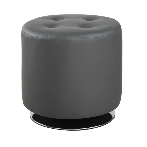  Coaster Furniture Bowman 500555 Round Upholstered Tufted Swivel Ottoman - Grey IMAGE 1