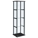  Coaster Furniture Cyclamen 950171 4-shelf Clear Glass Curio Display Cabinet - Black IMAGE 1
