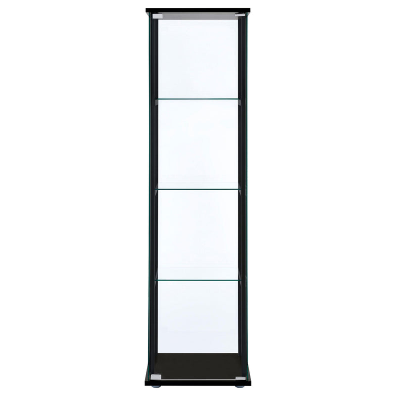  Coaster Furniture Cyclamen 950171 4-shelf Clear Glass Curio Display Cabinet - Black IMAGE 2
