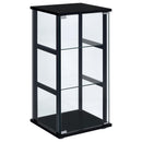  Coaster Furniture Cyclamen 950179 3-shelf Clear Glass Curio Display Cabinet - Black IMAGE 1