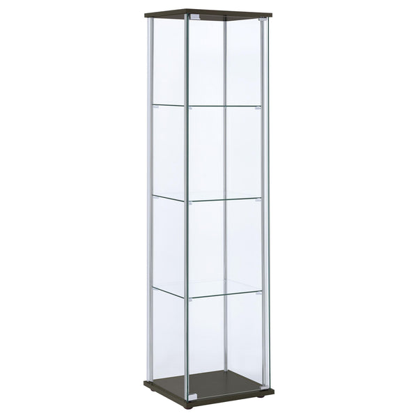  Coaster Furniture Bellatrix 950172 4-shelf Clear Glass Curio Cabinet - Cappuccino IMAGE 1