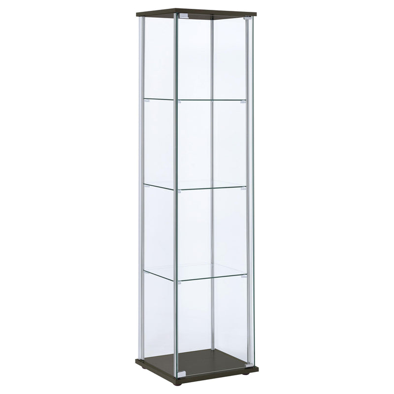  Coaster Furniture Bellatrix 950172 4-shelf Clear Glass Curio Cabinet - Cappuccino IMAGE 1