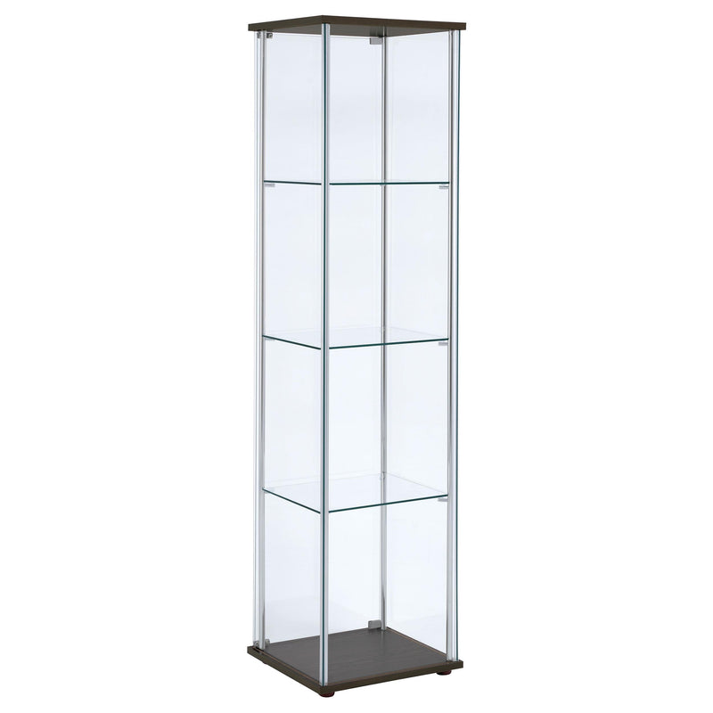  Coaster Furniture Bellatrix 950172 4-shelf Clear Glass Curio Cabinet - Cappuccino IMAGE 5