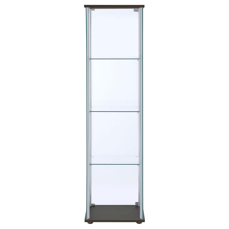  Coaster Furniture Bellatrix 950172 4-shelf Clear Glass Curio Cabinet - Cappuccino IMAGE 6